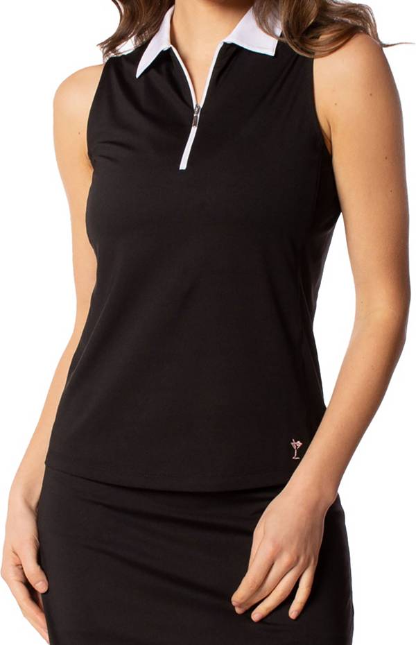 Golftini Women's Sleevesless Zip Contrast Golf Polo