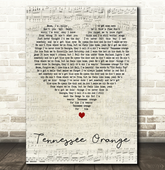 Tennessee Orange Lyrics Print